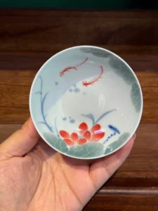 Red Fish & Lotus Tea Cup